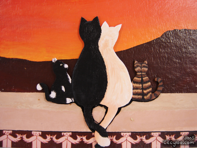 Paintings : Cats in the sunset (detail)