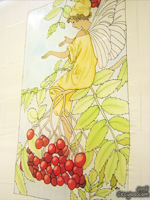 Silk painting : Cherries Faery