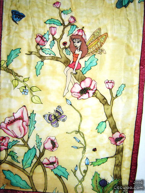 Silk painting : Le printemps