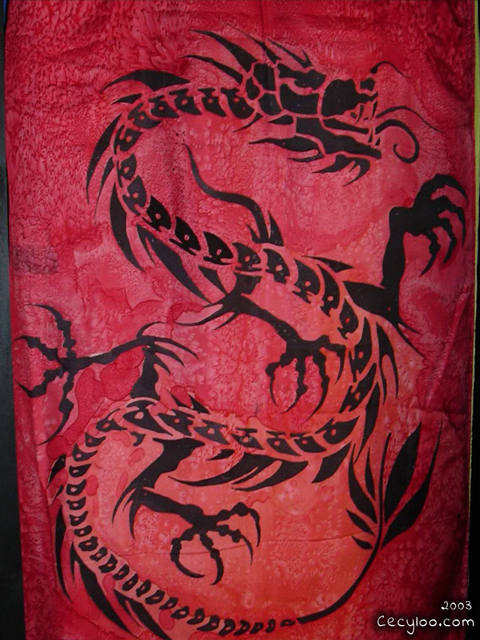 Silk painting : Dragon curtain